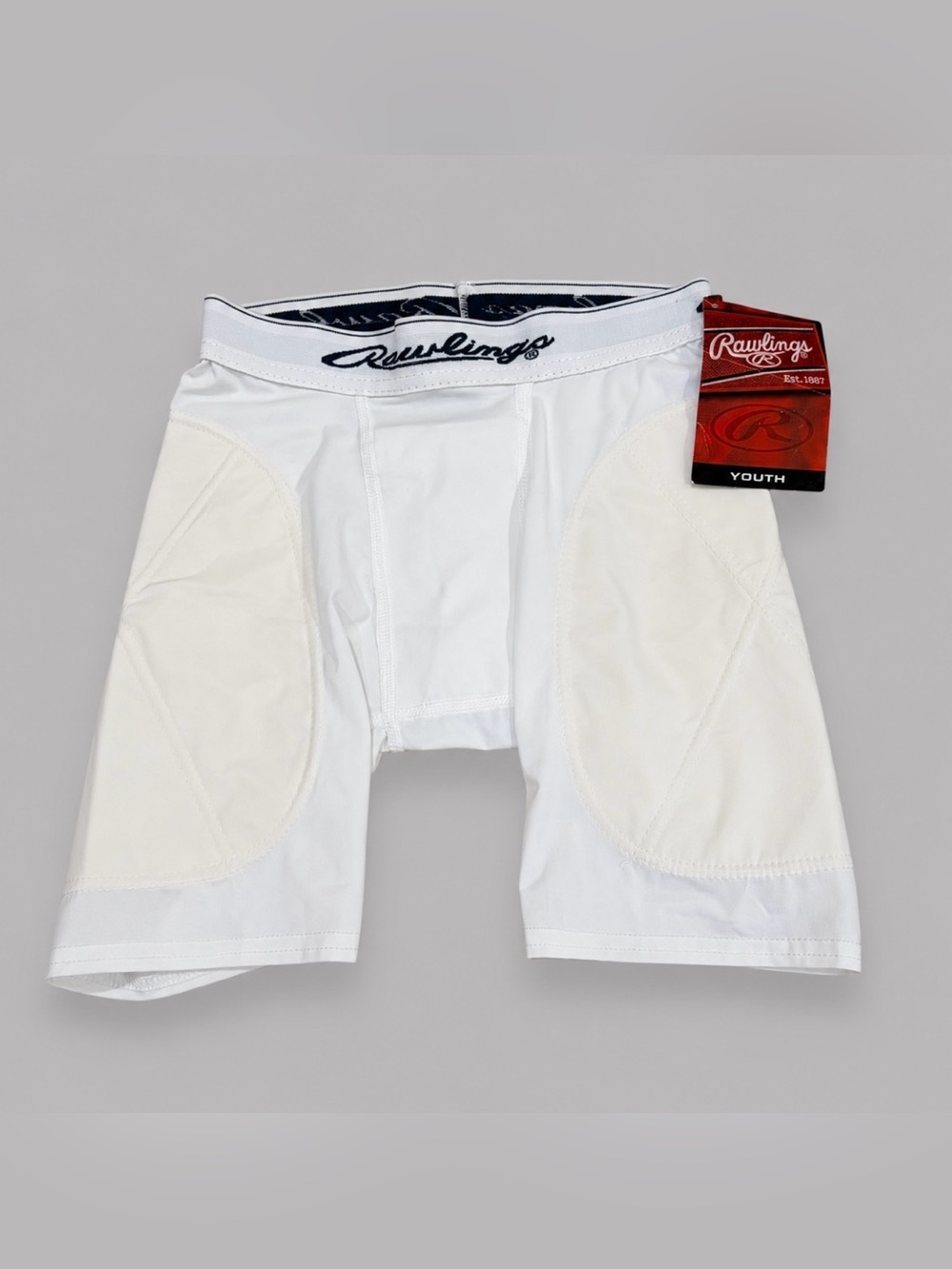 Rawlings Youth M White Padded Sliding Compression Shorts Boys Baseball NWT NEW